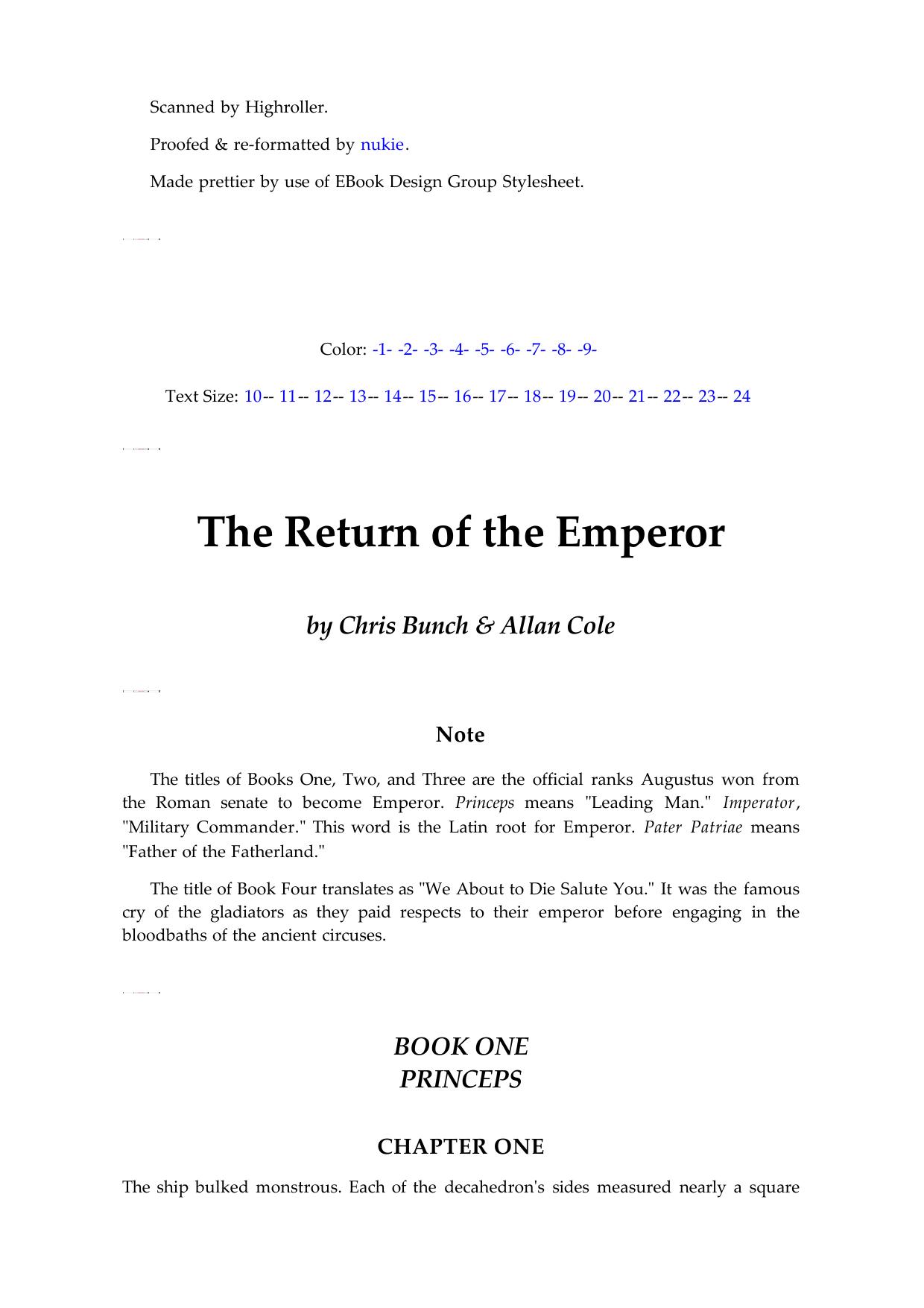 Chris Bunch Allan Cole Sten 6 The Return Of The Emperor by Unknown