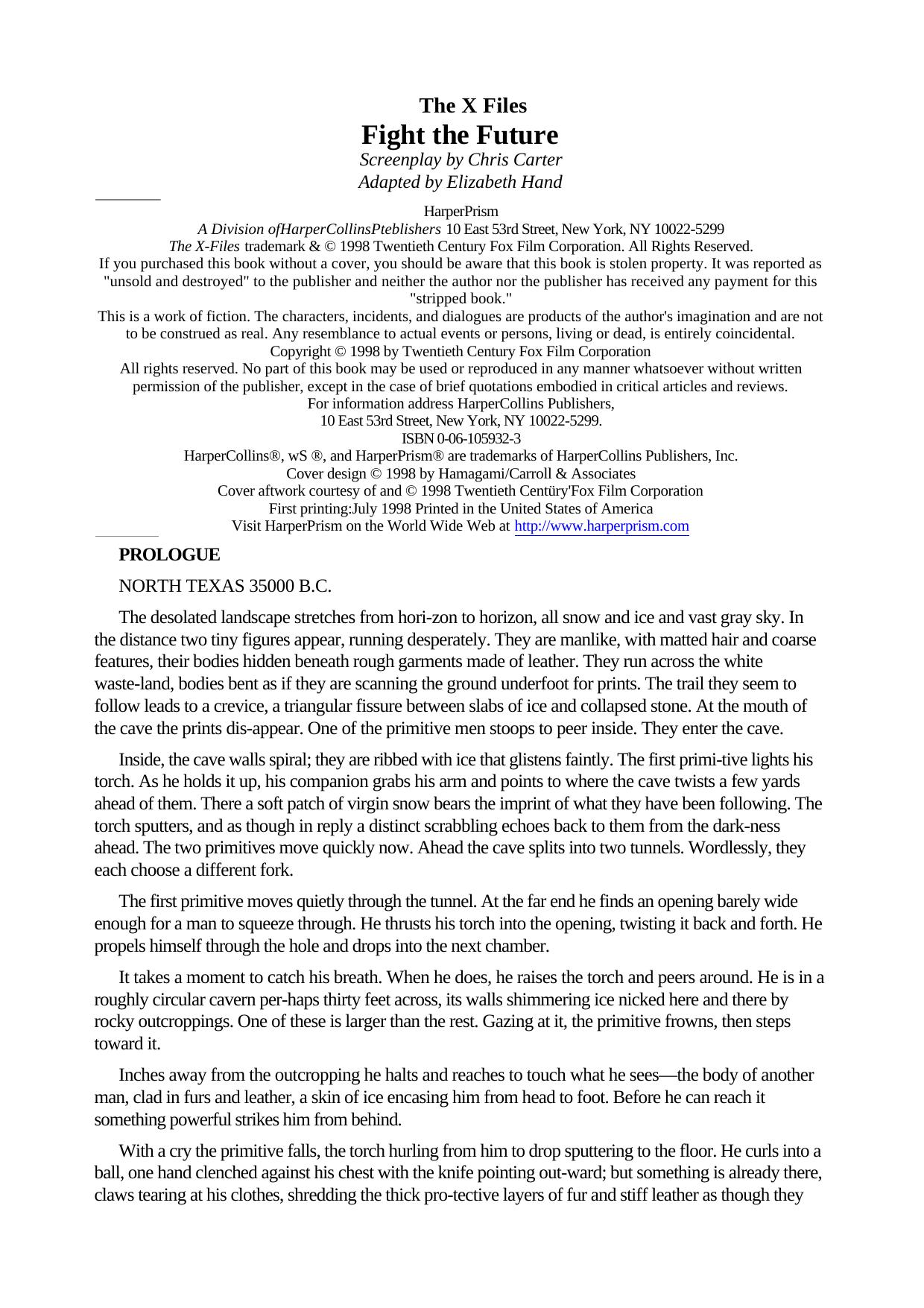 Chris Carter & Elizabeth Hand - The X Files by Fight the Future