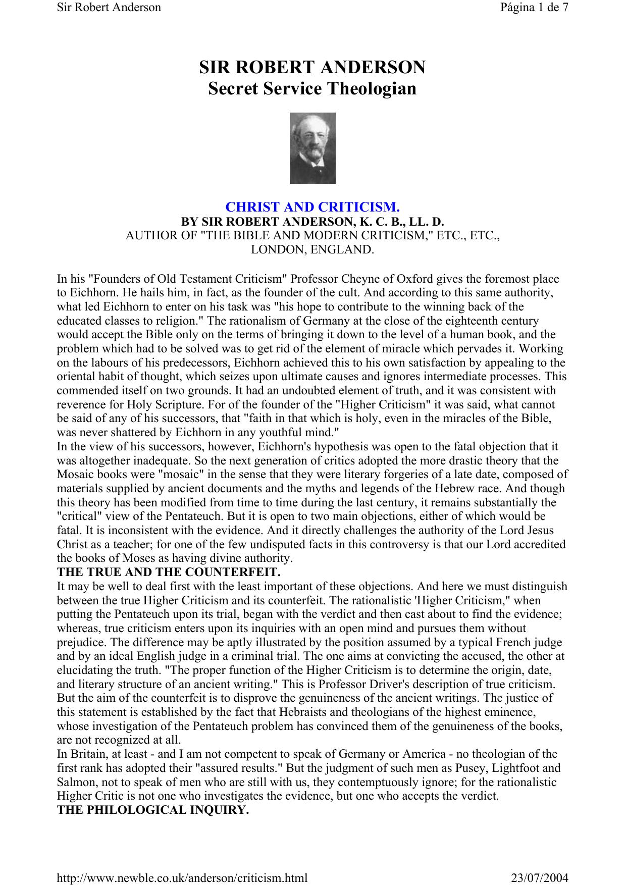 Christ and Criticism by Robert Anderson