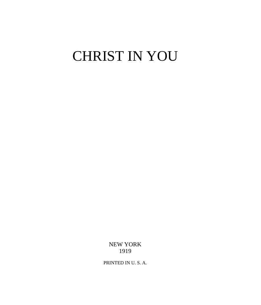 Christ in You by Anonymous