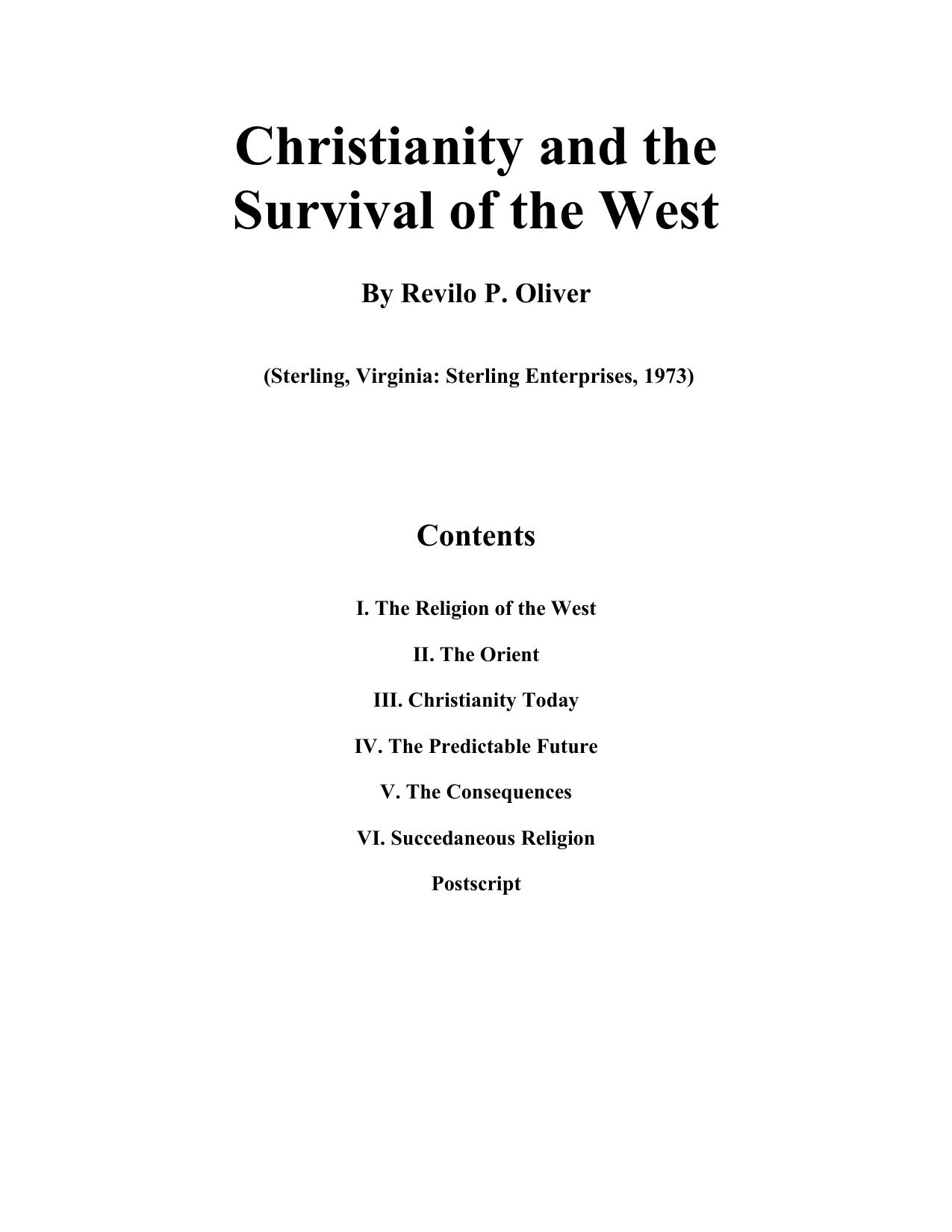 Christianity and the Survival of the West by Vladimir