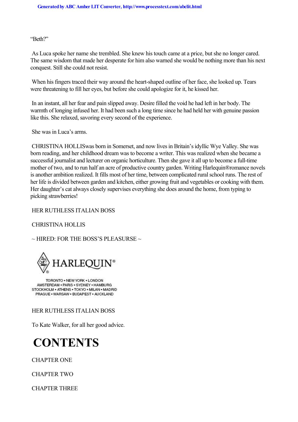 Christina Hollis by Her Ruthless Italian Boss