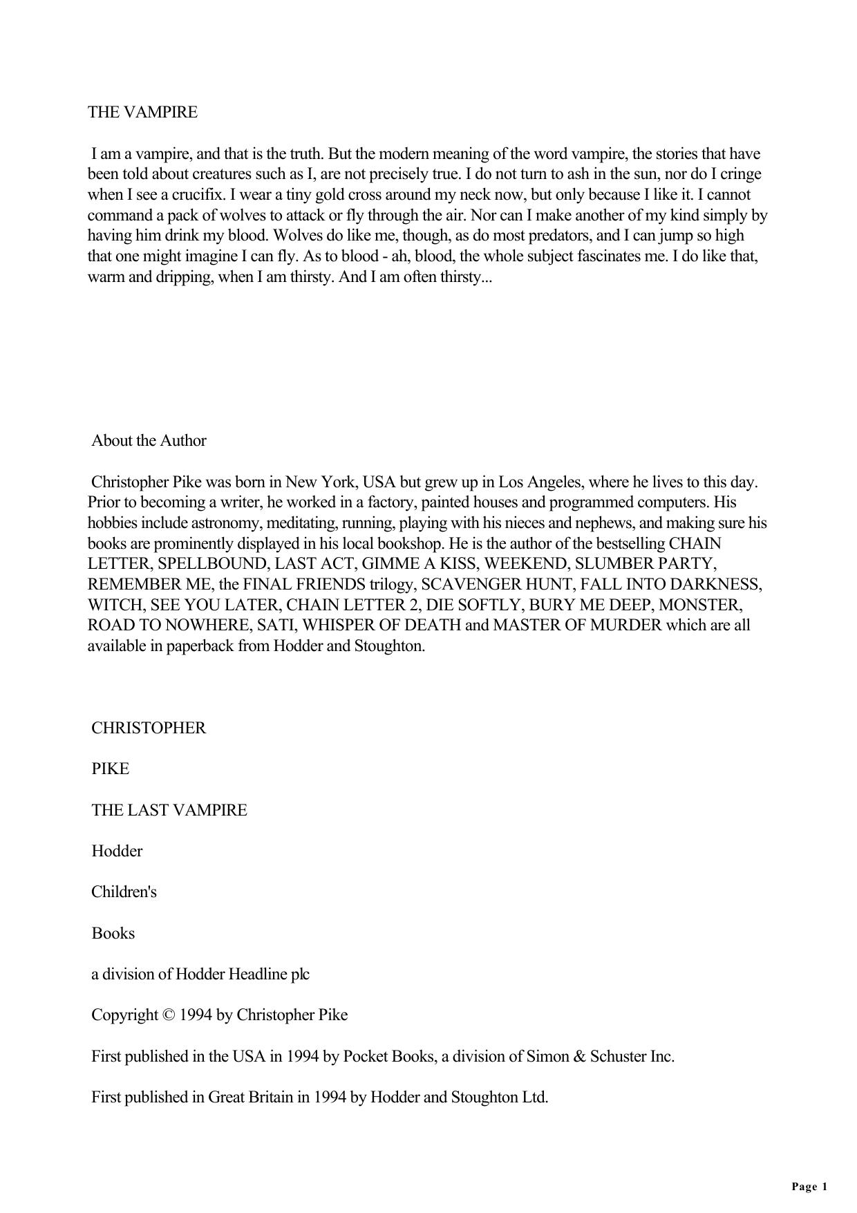 Christopher Pike - The Last Vampire 01 by The Last Vampire