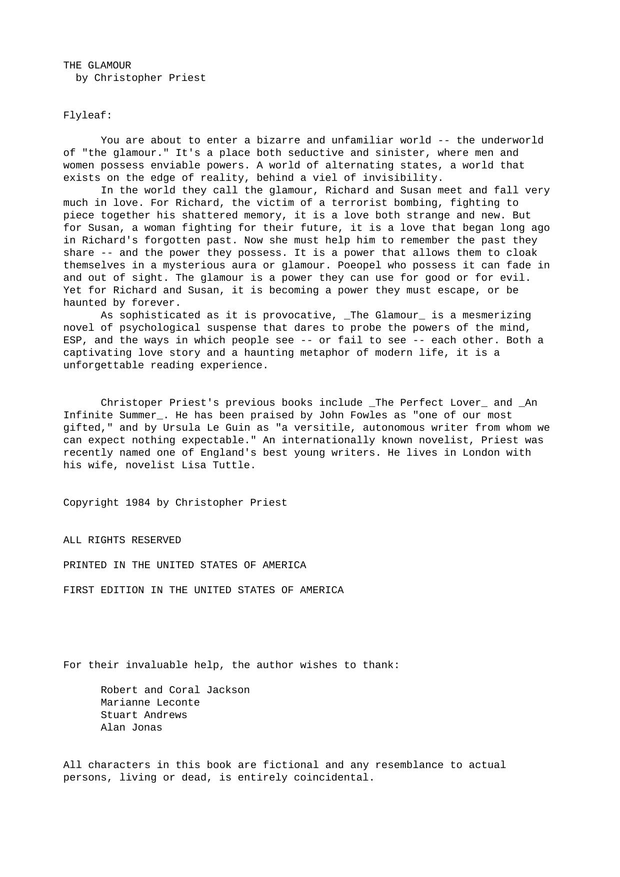 Christopher Priest by The Glamour