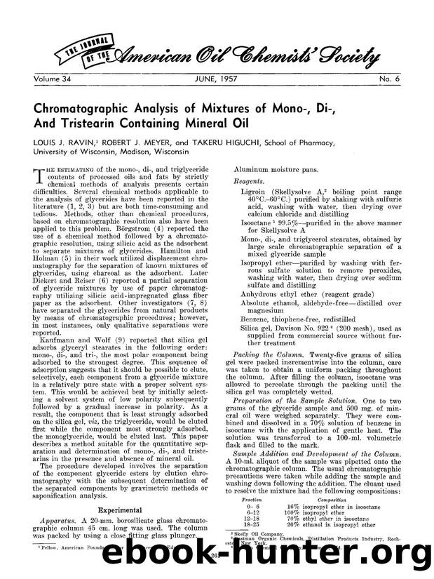 Chromatographic analysis of mixtures of mono-, di-, and tristearin containing mineral oil by Unknown