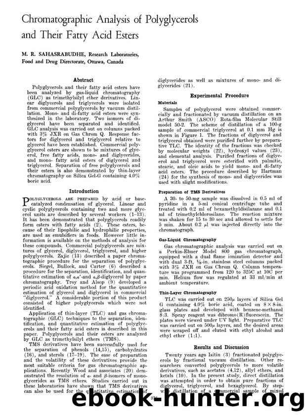 Chromatographic analysis of polyglycerols and their fatty acid esters by Unknown