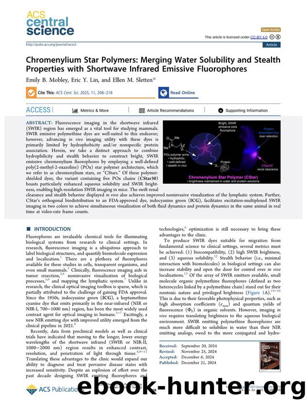 Chromenylium Star Polymers: Merging Water Solubility and Stealth Properties with Shortwave Infrared Emissive Fluorophores by unknow