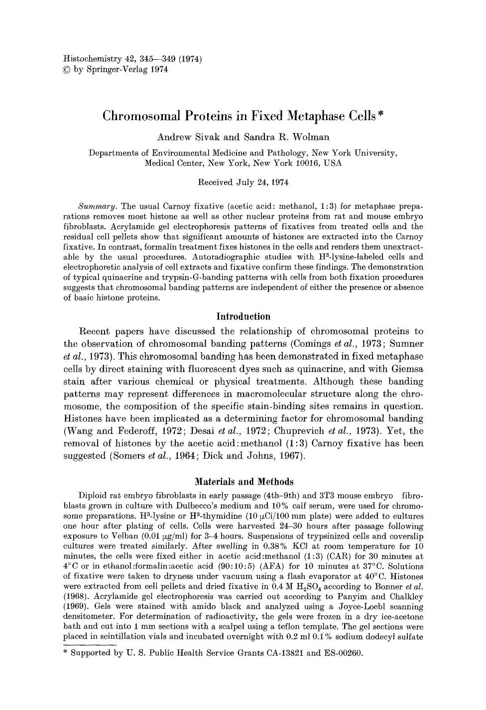 Chromosomal proteins in fixed metaphase cells by Unknown