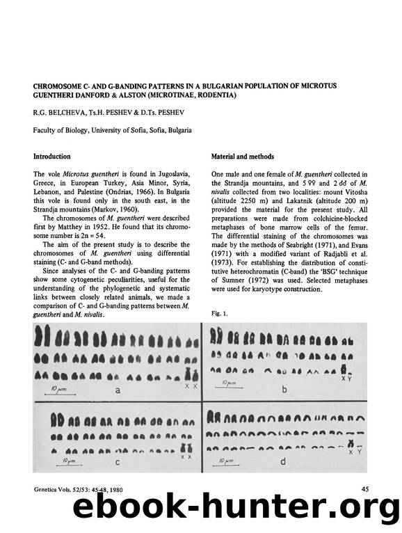 Chromosome C- and G-banding patterns in a bulgarian population of Microtus guentheri Danford &amp; Alston (Microtinae, Rodentia) by Unknown