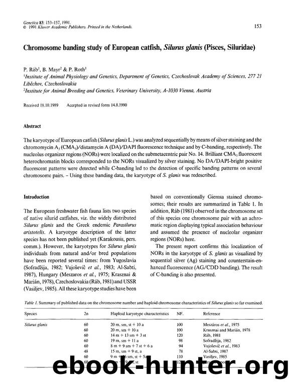 Chromosome banding study of European catfish,  <Emphasis Type="Italic">Silurus glanis <Emphasis> (Pisces, Siluridae) by Unknown