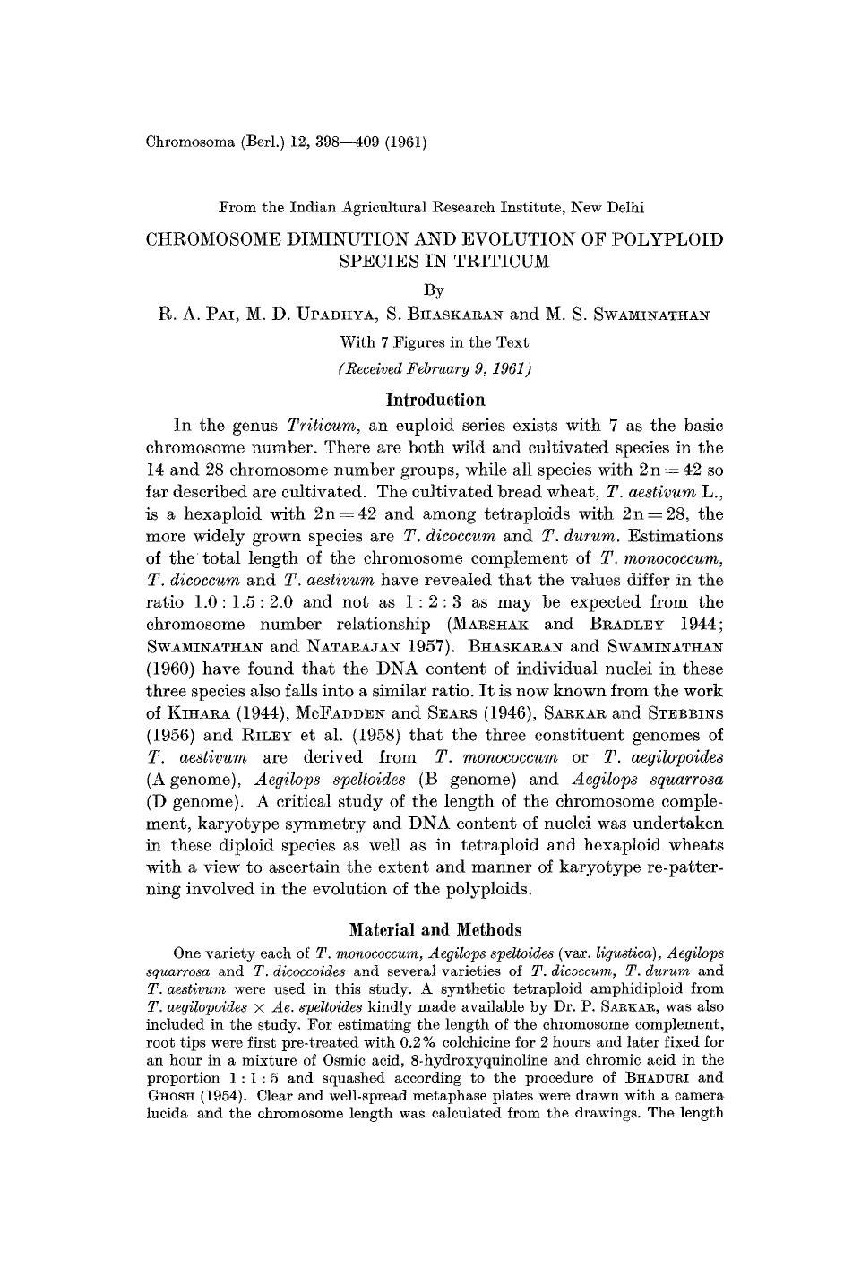 Chromosome diminution and evolution of polyploid species in triticum by Unknown