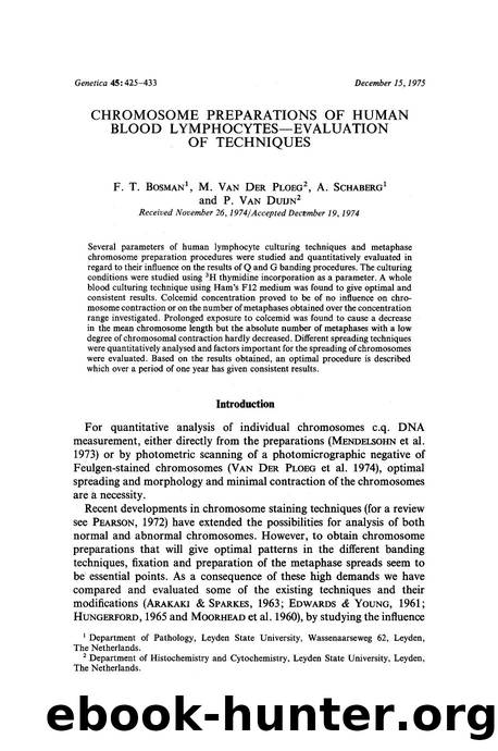 Chromosome preparations of human blood lymphocytes&#x2014;Evaluation of techniques by Unknown