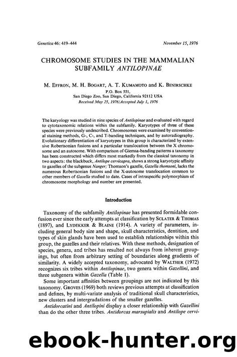 Chromosome studies in the mammalian subfamily <Emphasis Type="Italic">Antilopinae<Emphasis> by Unknown