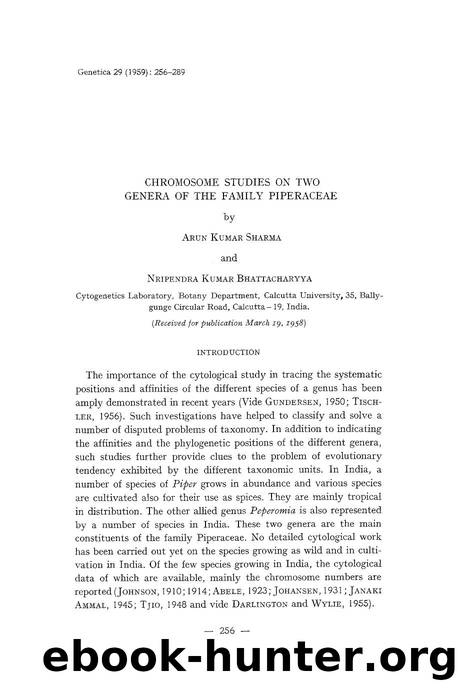 Chromosome studies on two genera of the family piperaceae by Unknown