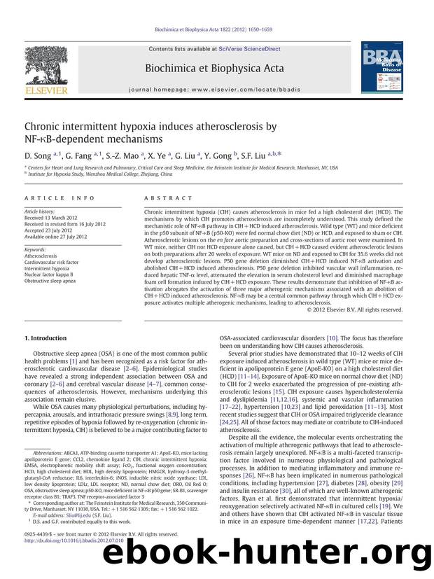 Chronic intermittent hypoxia induces atherosclerosis by NF-ÎºB-dependent mechanisms by D. Song & G. Fang & S.-Z. Mao & X. Ye & G. Liu & Y. Gong & S.F. Liu