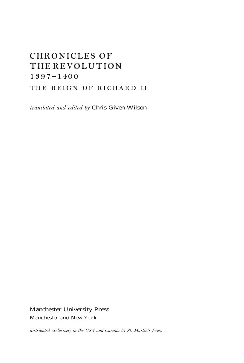 Chronicles of the Revolution 1397-1400 by Chris Given-Wilson