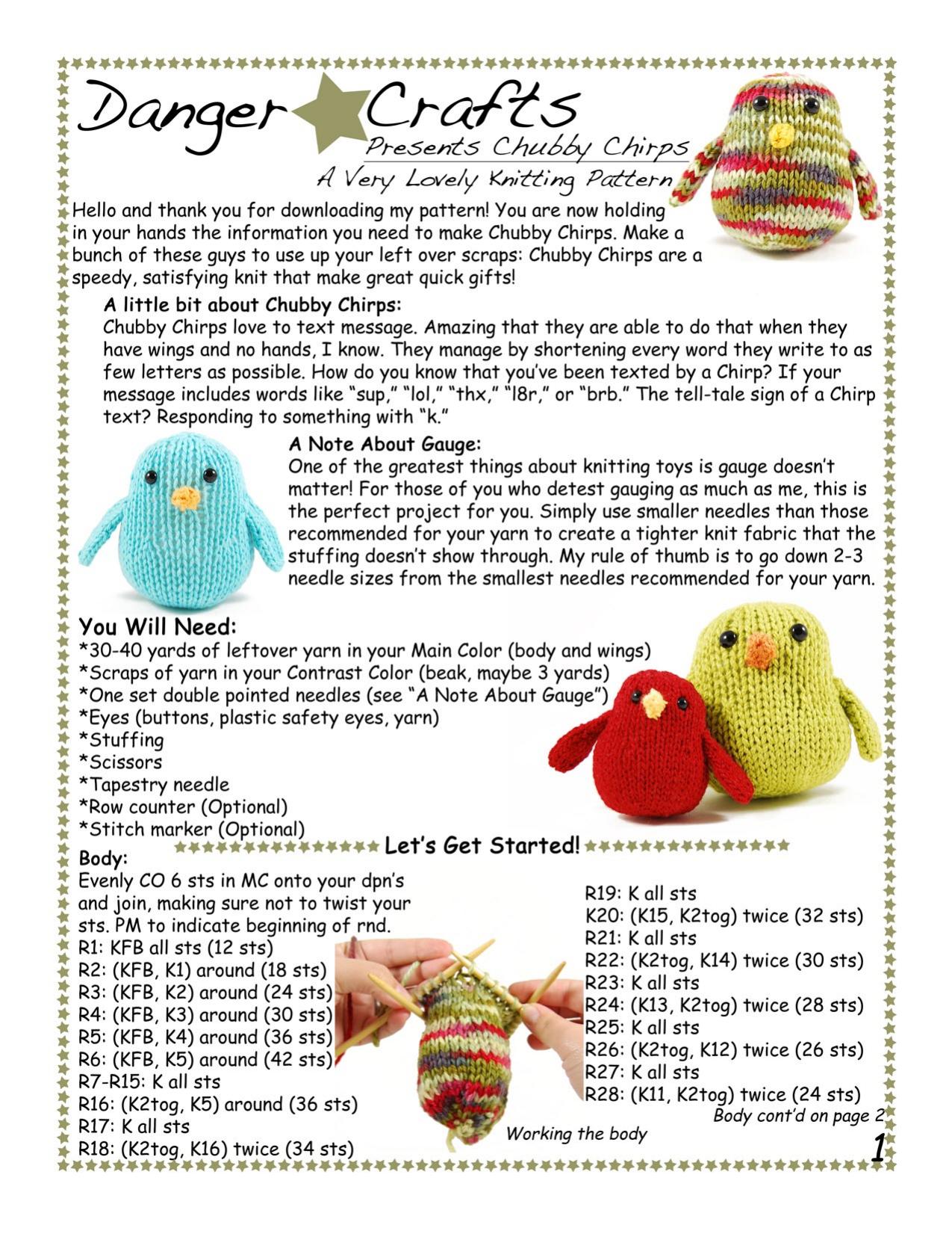 Chubby Chirps Pattern by Unknown