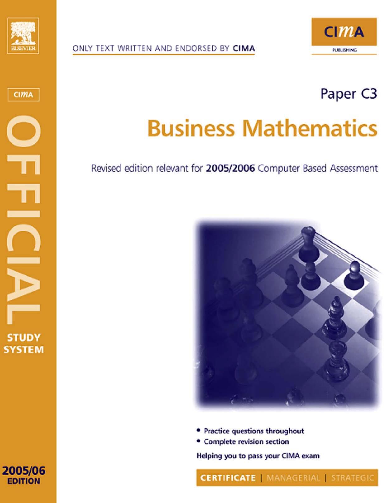 Cima Official Study System: Business Mathematics by Peers S