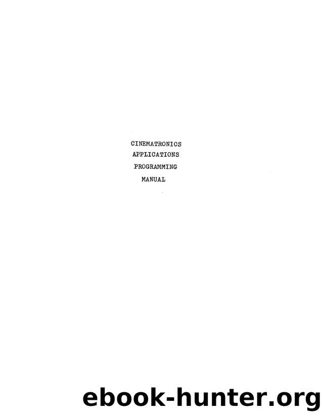 Cinematronics Applications Programming Manual by Unknown