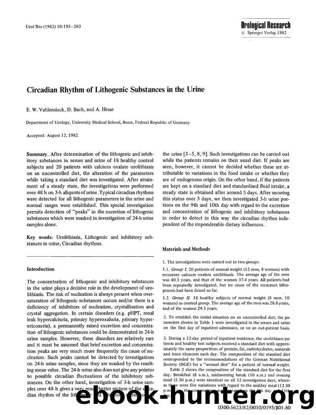 Circadian rhythm of lithogenic substances in the urine by Unknown
