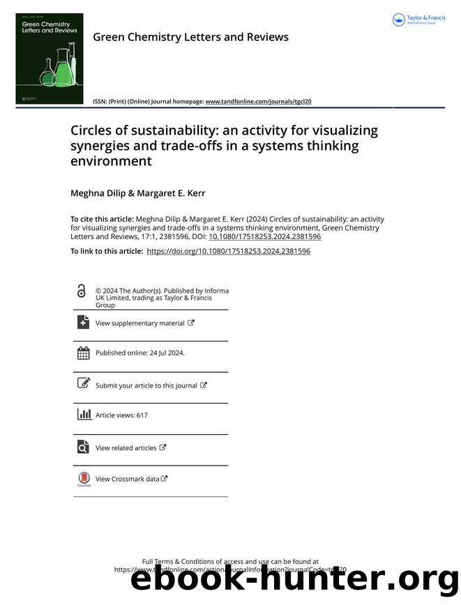 Circles of sustainability: an activity for visualizing synergies and trade-offs in a systems thinking environment by Meghna Dilip & Margaret E. Kerr