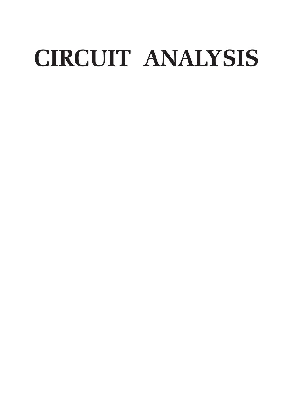 Circuit Analysis by A. Nagoor Kani