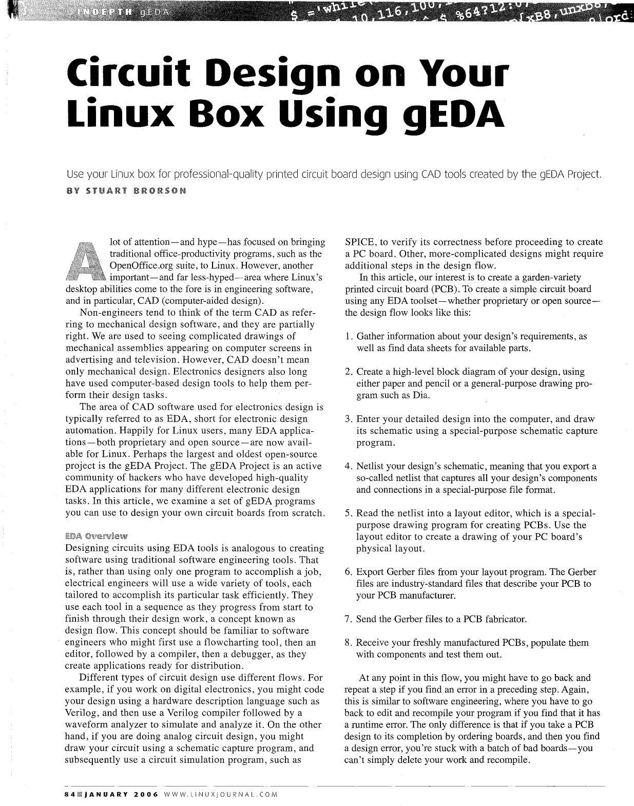 Circuit Design on Your Linux Box Using gEDA by Unknown