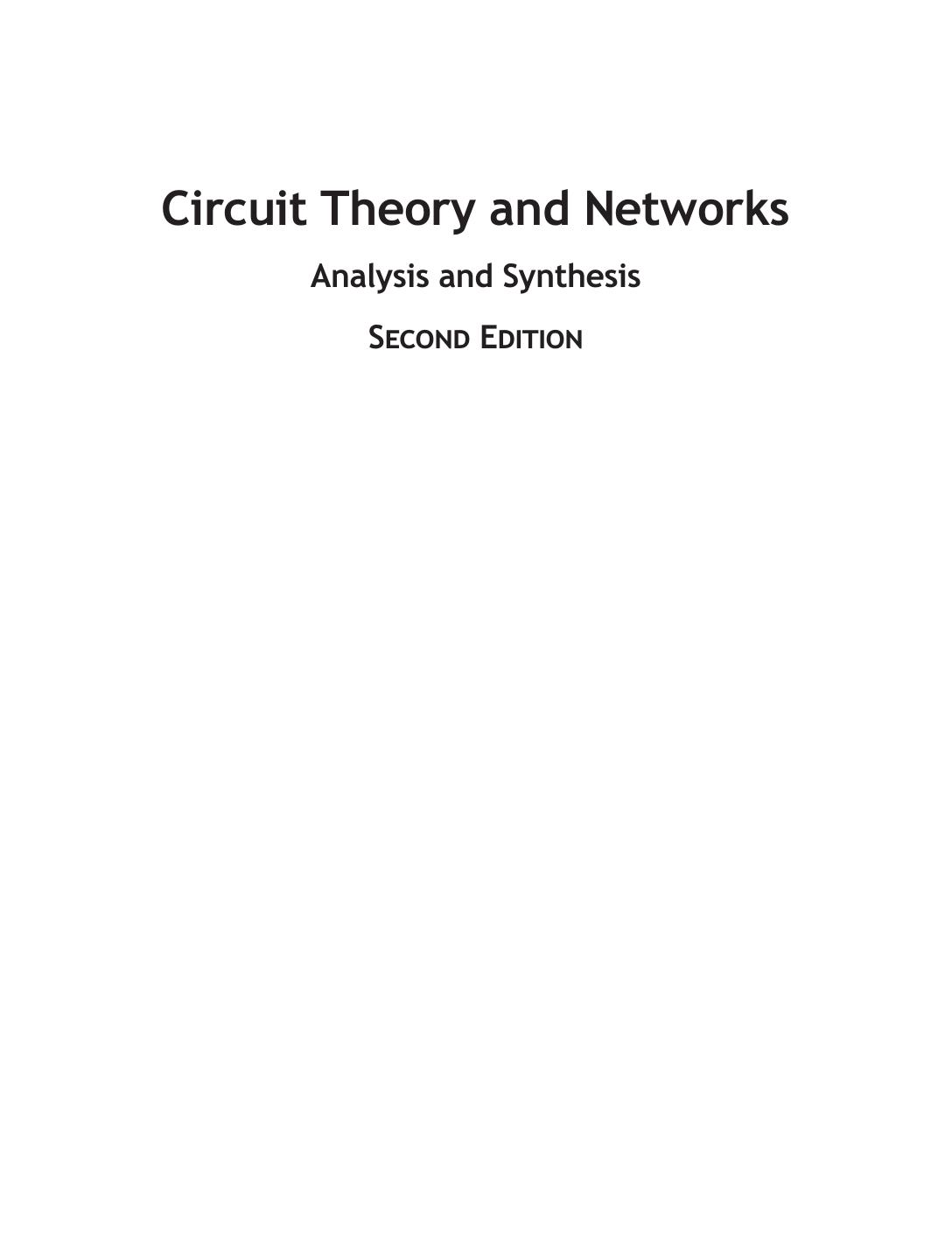 Circuit Theory and Networks Analysis and Synthesis by Ravish R. Singh