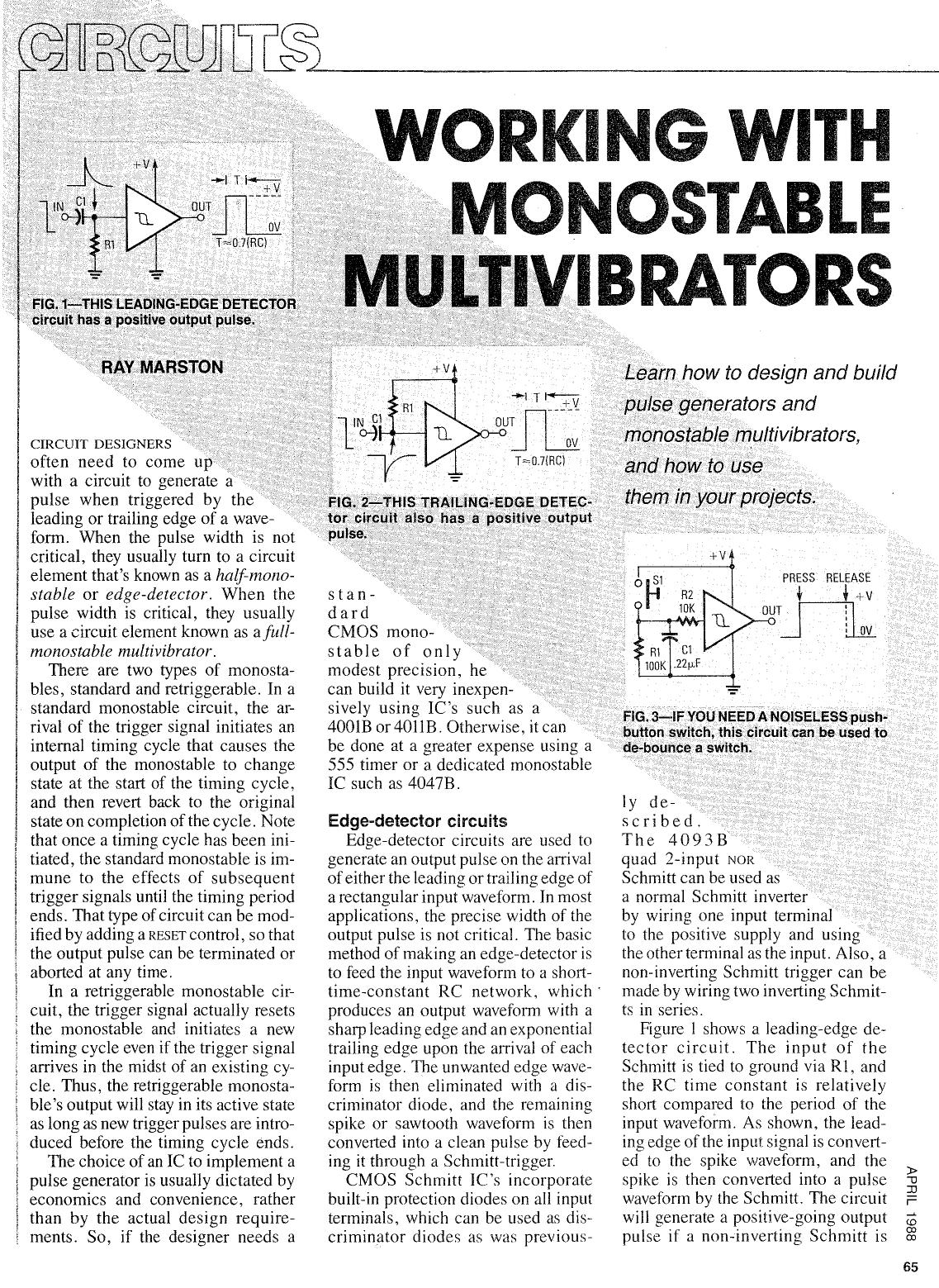 Circuits - Working With Monostable Multivibrators by Ray Marston