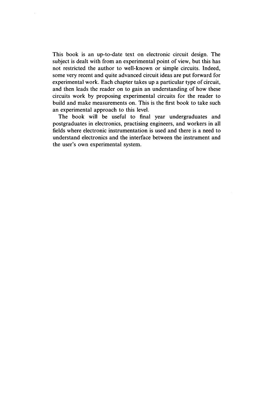 Circuits for electronic instrumentation by T H O'Dell