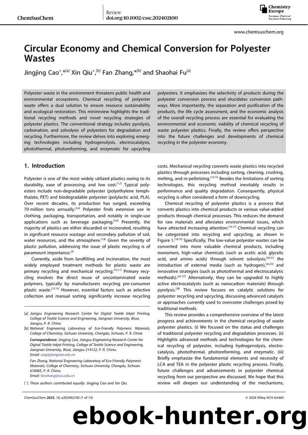 Circular Economy and Chemical Conversion for Polyester Wastes by Unknown