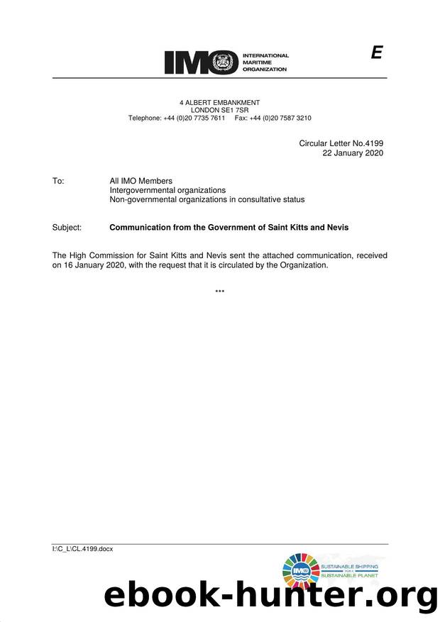 Circular Letter  No. 4199 - Communication from the Government of Saint Kitts and Nevis by Redistributed by Regs4ships Ltd