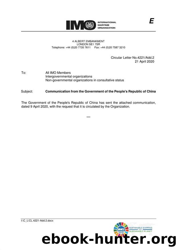 Circular Letter No. 4221Add.2 - Communication from the Government of the People's Republic of China by Elnara Krayenbuhl