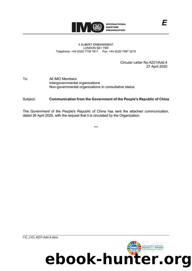 Circular Letter No. 4221Add.4 - Communication from the Government of the People's Republic of China by Redistributed by Regs4ships Ltd