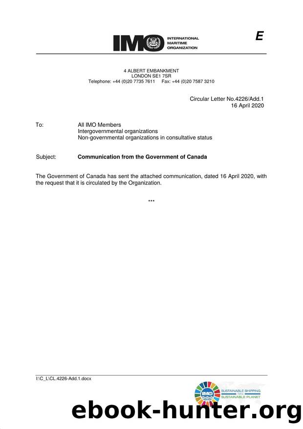 Circular Letter No. 4226Add.1 - Communication from the Government of Canada by Elnara Krayenbuhl