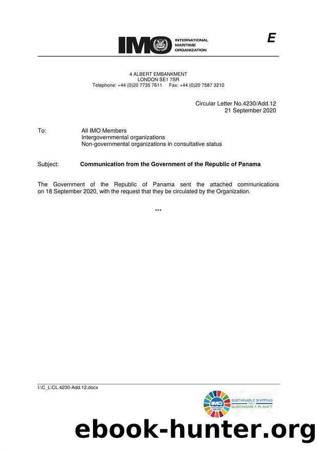 Circular Letter No. 4230Add.12 - Communication from the Government of the Republic of Panama by Redistributed by Regs4ships Ltd