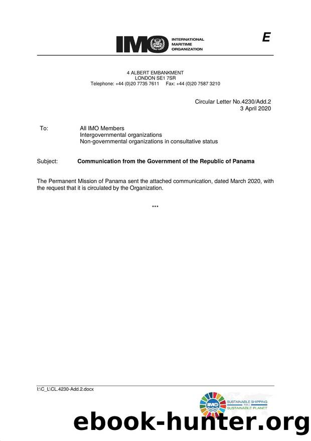 Circular Letter No. 4230Add.2 - Communication from the Government of the Republic of Panama by Redistributed by Regs4ships Ltd
