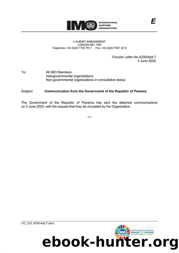 Circular Letter No. 4230Add.7 - Communication from the Government of the Republic of Panama by Redistributed by Regs4ships Ltd