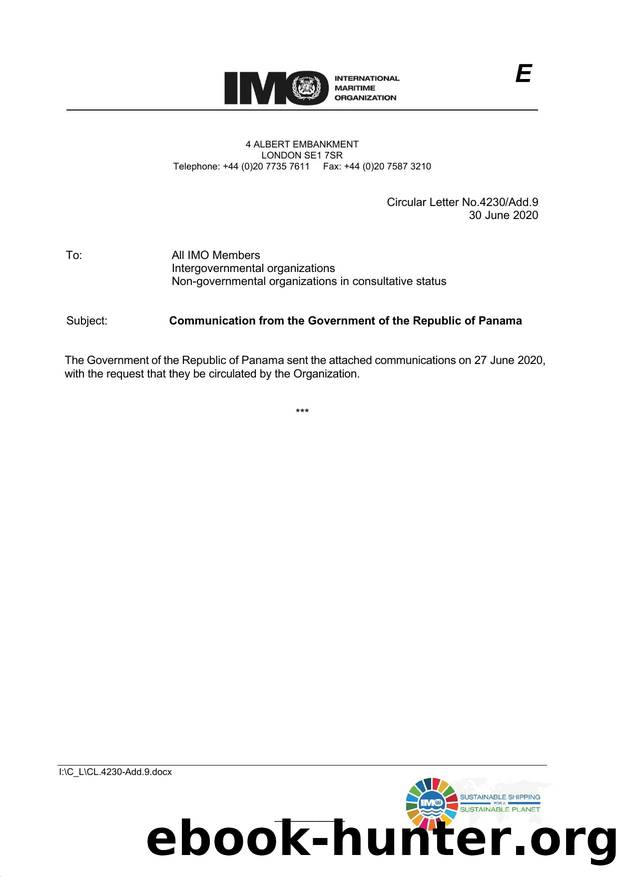 Circular Letter No. 4230Add.9 - Communication from the Government of the Republic of Panama by Redistributed by Regs4ships Ltd