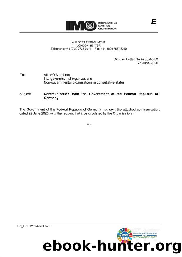 Circular Letter No. 4235Add.3 - Communication from the Government of the Federal Republic of Germany by Elnara Krayenbuhl