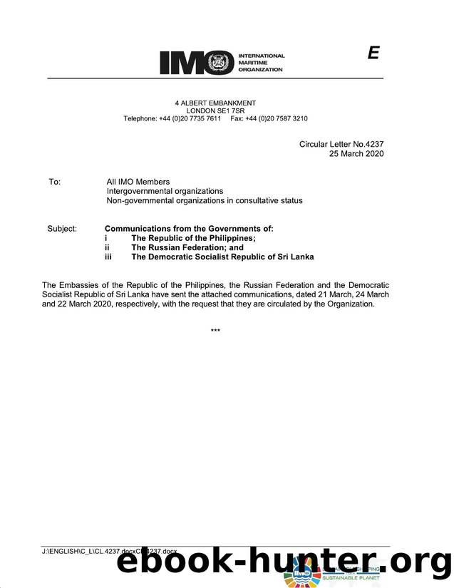 Circular Letter No. 4237 - Communications from the Governments of: i The Republic of the Philippines, ii The Russian Federation, and by judith.guy