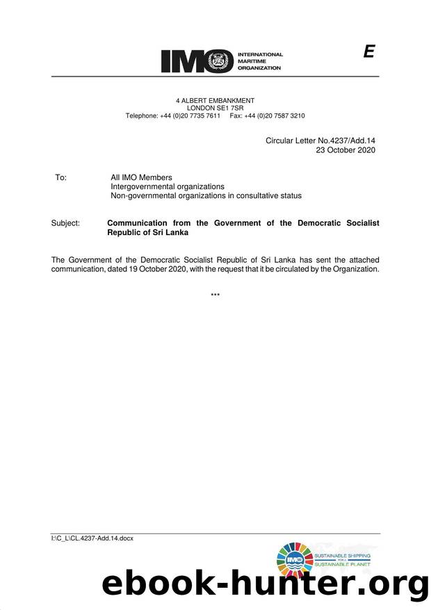 Circular Letter No. 4237Add.14 - Communication from the Government of the Democratic Socialist Republic of Sri Lanka by Elnara Krayenbuhl