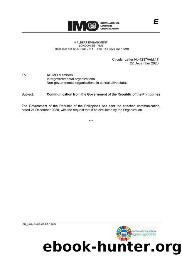 Circular Letter No. 4237Add.17 - Communication from the Government of the Republic of the Philippines by Redistributed by Regs4ships Ltd