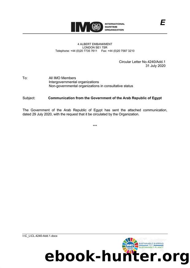 Circular Letter No. 4240Add.1 - Communication from the Government of the Arab Republic of Egypt by Redistributed by Regs4ships Ltd