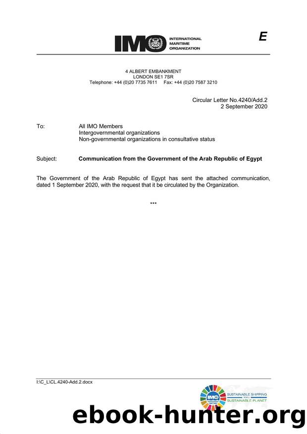 Circular Letter No. 4240Add.2 - Communication from the Government of the Arab Republic of Egypt by Redistributed by Regs4ships Ltd