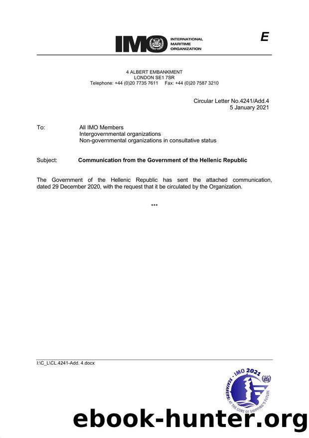 Circular Letter No. 4241Add.4 - Communications from the Government of the Hellenic Republic by Redistributed by Regs4ships Ltd