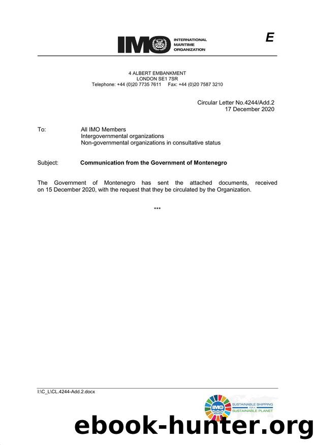 Circular Letter No. 4244Add.2 - Communication from the Government of Montenegro by Redistributed by Regs4ships Ltd