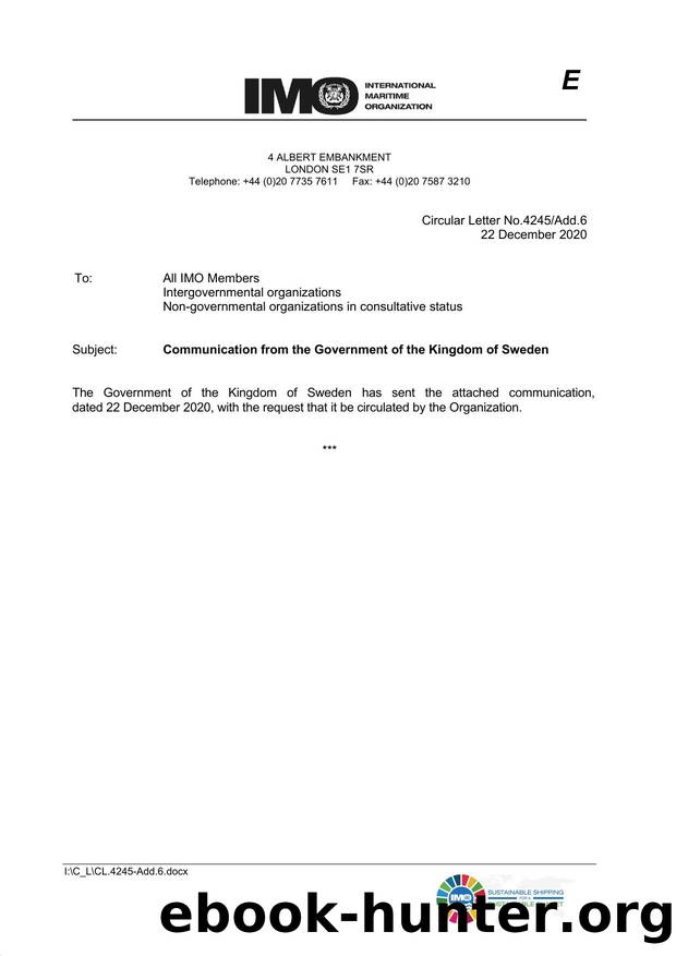 Circular Letter No. 4245Add.6 - Communication from the Government of the Kingdom of Sweden by Redistributed by Regs4ships Ltd