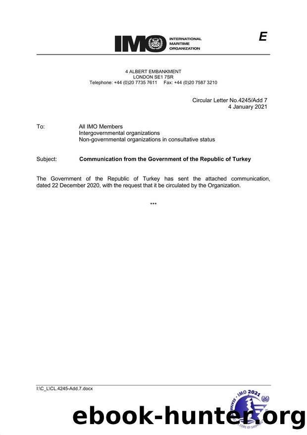 Circular Letter No. 4245Add.7 - Communication from the Government of the Republic of Turkey by Redistributed by Regs4ships Ltd