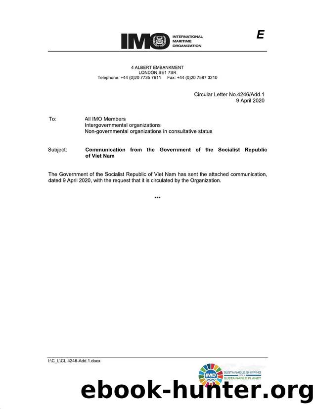 Circular Letter No. 4246Add.1 - Communication from the Government of the Socialist Republic of Viet Nam by Redistributed by Regs4ships Ltd